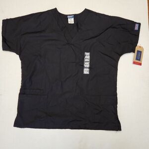 Cherokee Workwear Womens V Neck Traditional 4700 Black Medium Scrub Top NWT